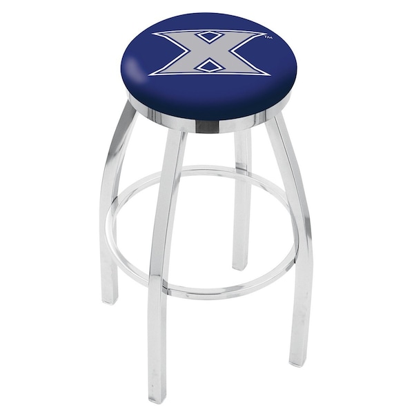 25" Chrome Xavier Swivel Bar Stool, Accent Ring