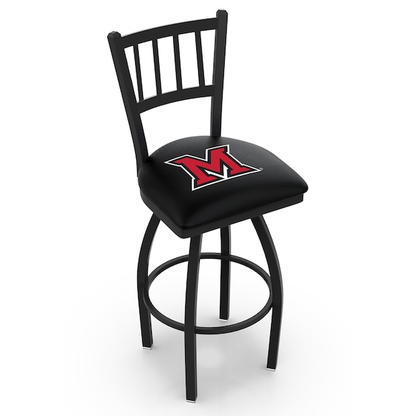 25" Blk Wrinkle Miami (OH) Swivel Bar Stool, Jailhouse Back