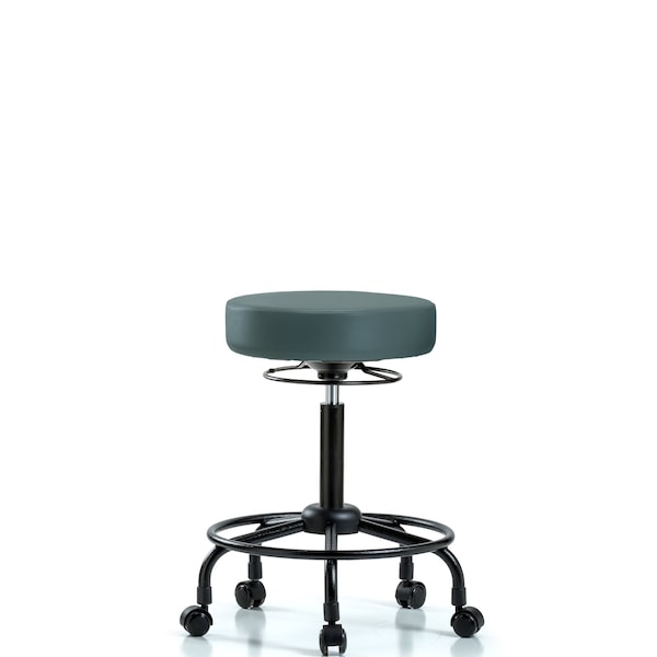 Vin Stool without Back-Medium Bench Height with RT Base and Casters in Colonial Blue Trailblazer Vin