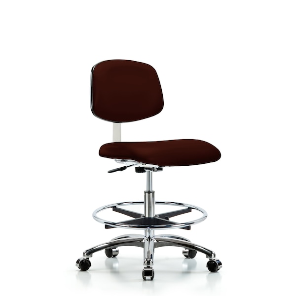 Clean Room Chair Med Ben Chair, Vin, Chrm, CF, Cast, Burg, CL10, 22" to 29" Height, Vinyl, Burgundy