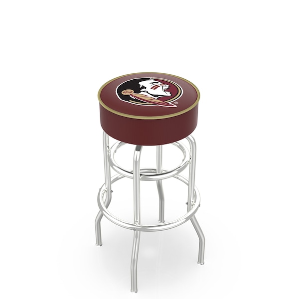 25" Florida State Head Cushion Seat, 2-Ring Chrome Swivel Bar Stool