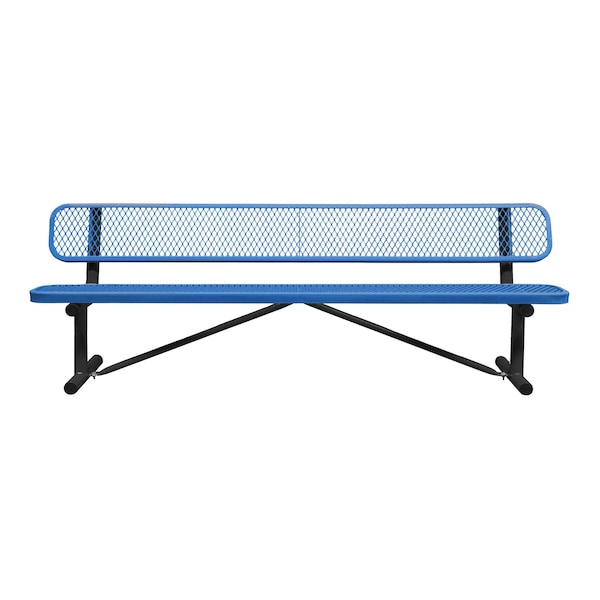 Portable, Bench with Back, 8ft., Blue
