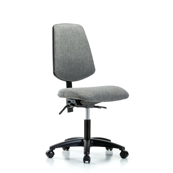 Desk Chair Fabric Desk Chair, Med, Bk, Casters, Gry, No Arms, 19" to 24" Height, Fabric, Grey