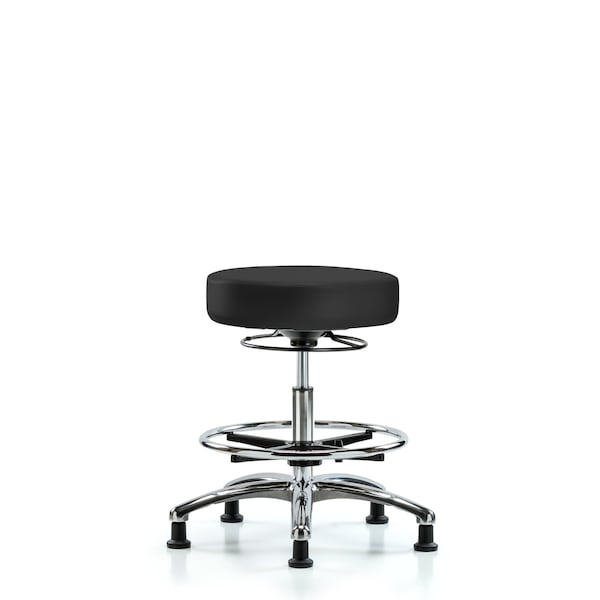 Bench Stool, Med, Vin, Chrm, CF, Glides, Gry