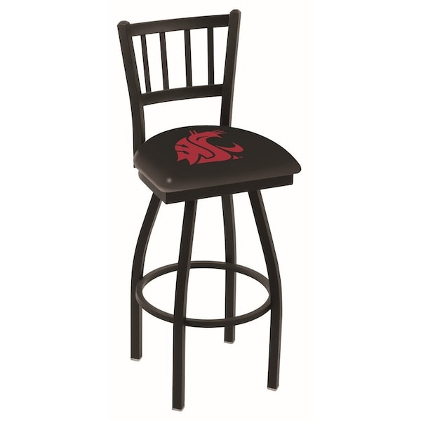 25" Blk Wrinkle Washington State Swivel Bar Stool, Jailhouse Back