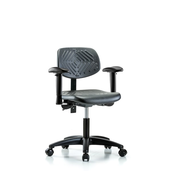 Desk Chair Desk Chair, Poly, Tilt Adj Arms Casters, Adjustable Arms, 17" to 22" Height, Black; Blue