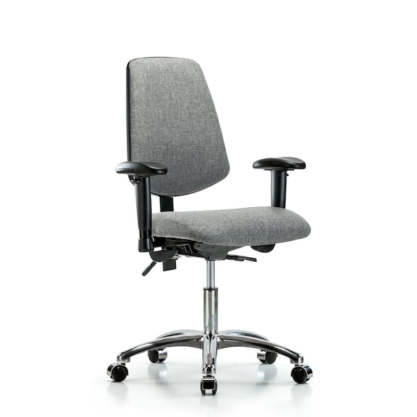 Desk Chair Fab Desk Chair, Med, Bk, Cast, Gry, Adjustable Arms, 19" to 24" Height, Fabric, Grey