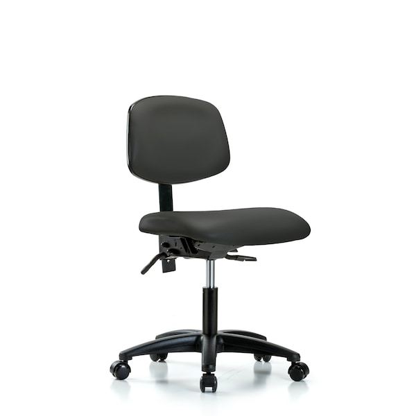 Desk Chair Desk Chair, Vinyl, Casters, Gry, No Arms, 18" to 23" Height, Vinyl, Charcoal