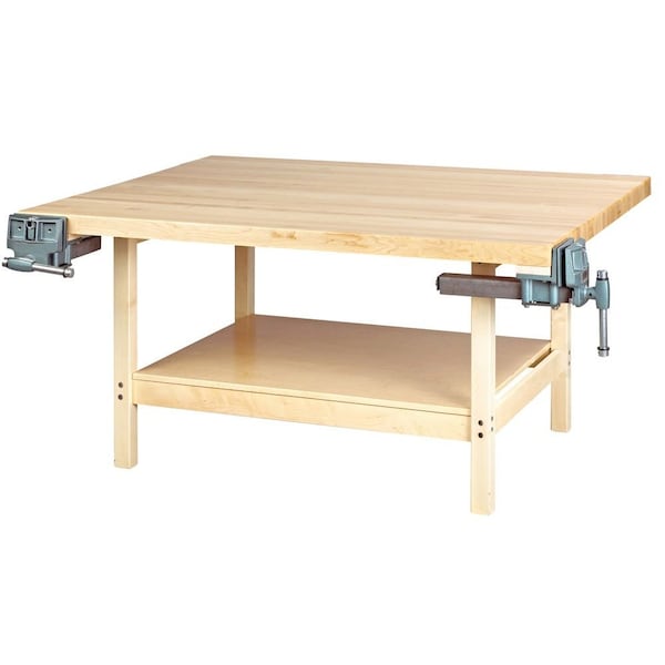 Work Bench With Vise, 64" W, 31-1/4" Height
