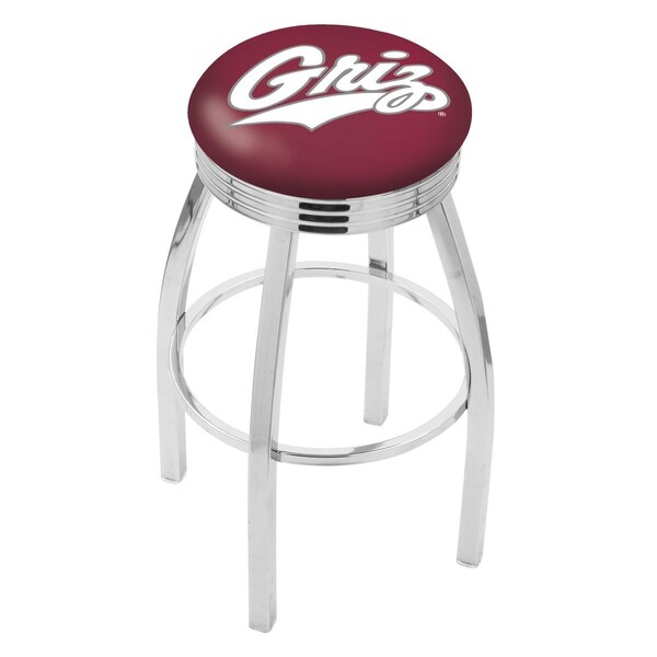 25" Chrome Montana Swivel Bar Stool, Accent Ring