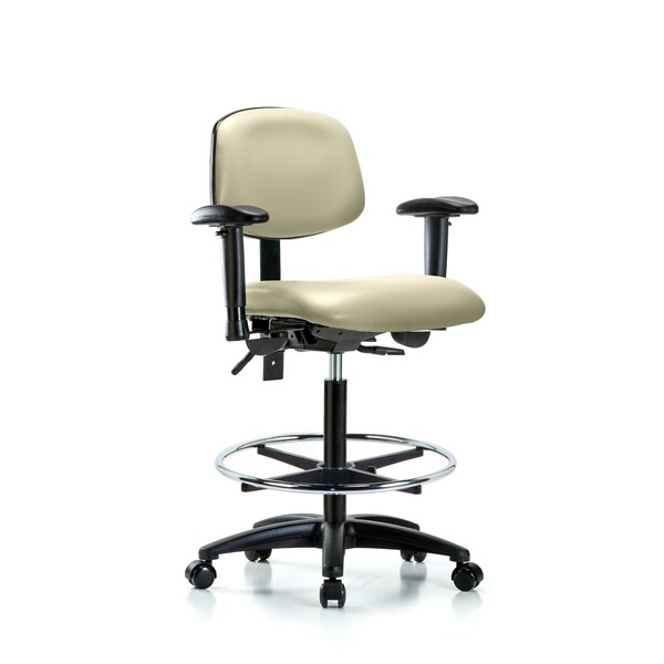 Chair, Vin, Hi Bench, Tilt AA CF Cast, Wht, 6-Way Adjustable, 26" to 35" Height, Adobe White