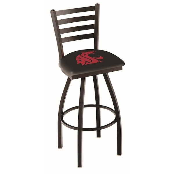 25" Blk Wrinkle Washington State Swivel Bar Stool, Ladder Back