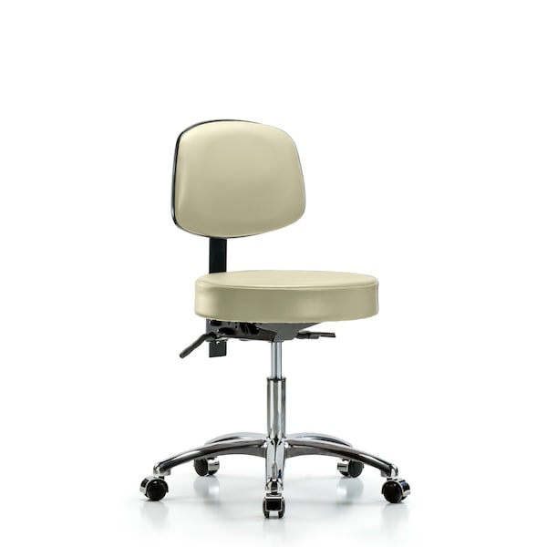 Desk Stool, Vin, Bk Chrome, Tilt, Cast, Wht