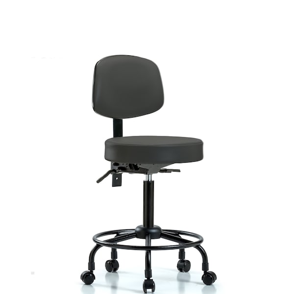 Med Bench Stool, Vin, Bk, RT, Tilt, Cast, Gry