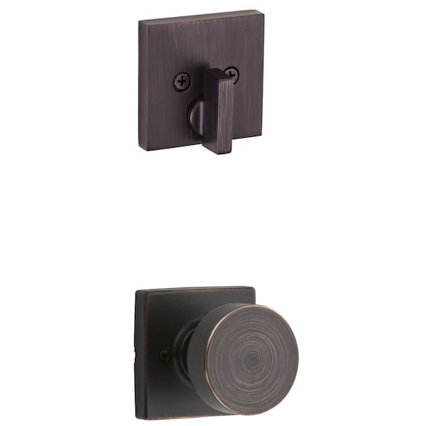 Single Cylinder Interior Pismo Knob Trim with Square Rose Venetian Bronze Finish