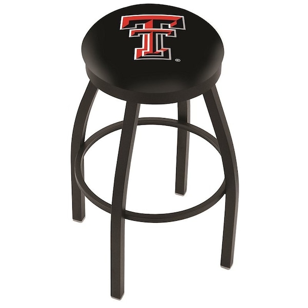 25" Blk Wrinkle Texas Tech Swivel Bar Stool, Accent Ring