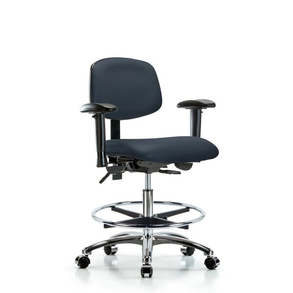 Chair, Vin, Med Bench, Chr AA CF Cast, Nav, 6-Way Adjustable, 22" to 29" Height, Imperial Blue