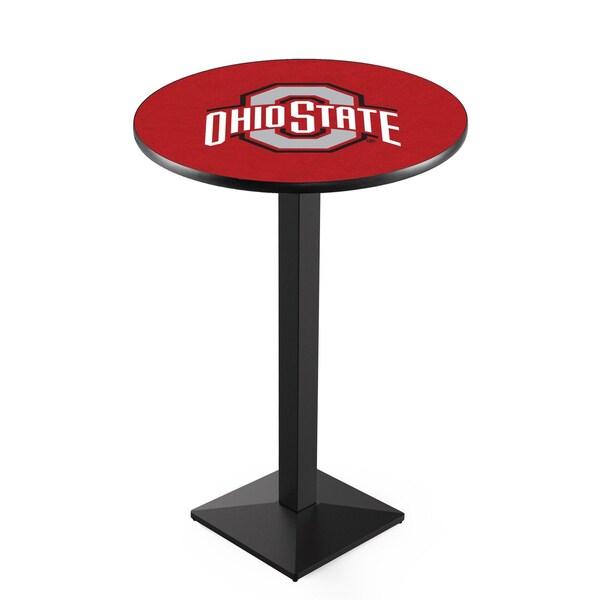 36" Blk Wrinkle Ohio State Pub Table, 36" dia. Top