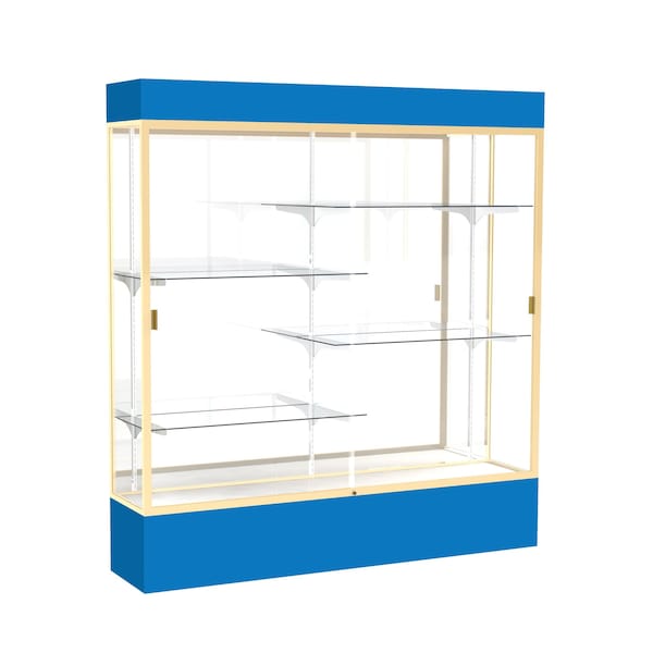 Lighted Floor Display Case 72x80x16, Mirror, Champange