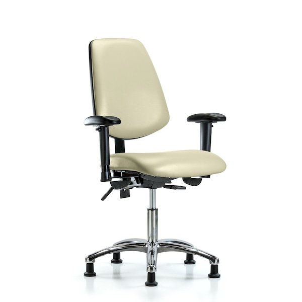 Desk Chair Desk Chair, Vinyl, Med, Bk, Glds, Wht, Adjustable Arms, 18" to 23" Height, Vinyl, Adobe White