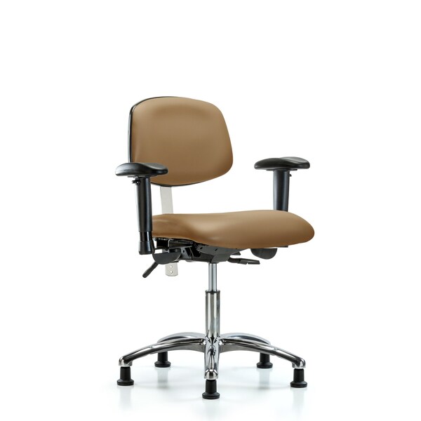 Clean Room Chair Desk Chair, Vinyl, Glds, Taupe, CL100, Adjustable Arms, 18" to 23" Height, Vinyl
