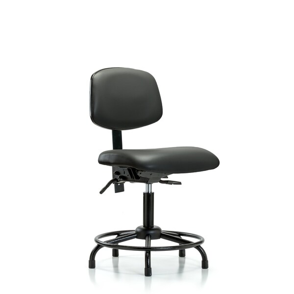 Vinyl Chair, Desk, Round Tube Base, Tilt, Glides, Carbon