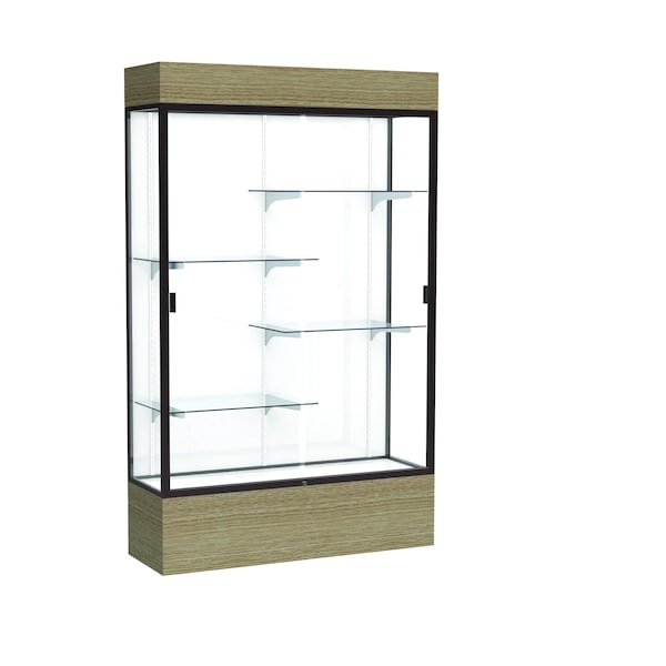 Reliant Lighted Floor Case, White, Dk. Bronze, 48"Wx80"Hx16"D