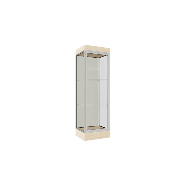 Lighted Floor Display Case 24x76x20, 6" Base, Satin