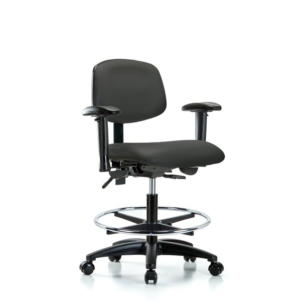 Chair, Vin, Med Bench, Tilt AA CF Cast, Gry, 6-Way Adjustable, 22" to 29" Height, Charcoal