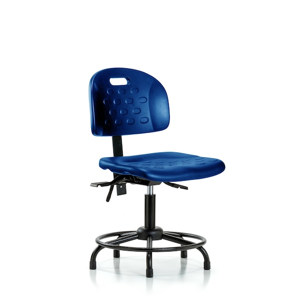 Poly Chair, Round Tube Base, Desk, Glides, Blue