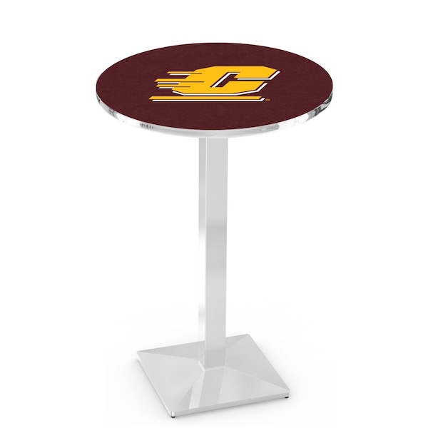 42" Chrome Central Michigan Pub Table, 36" dia. Top