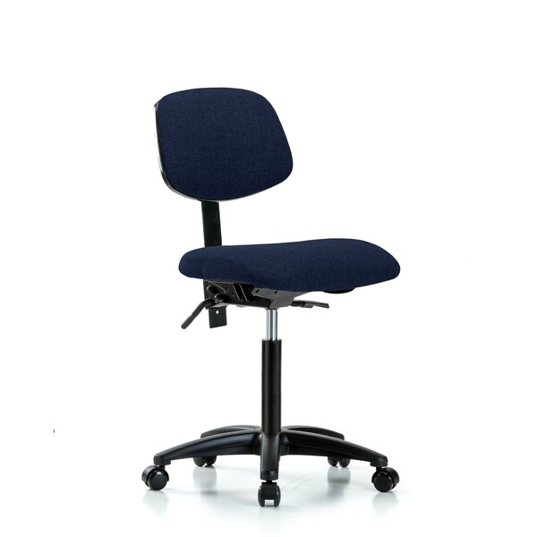 Chair, Fabric, Med Bench, Tilt Casters, Nav, No Arms, 22" to 29" Height, Dark Blue