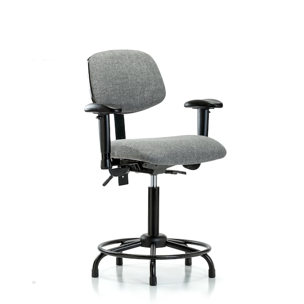 Chair, Fabric, Med Bench, RT AA Glides, Gry, 6-Way Adjustable, 22" to 29" Height, Gray