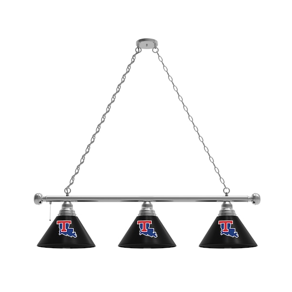 Louisiana Tech 3 Shade Billiard Light, Chrome Fixture