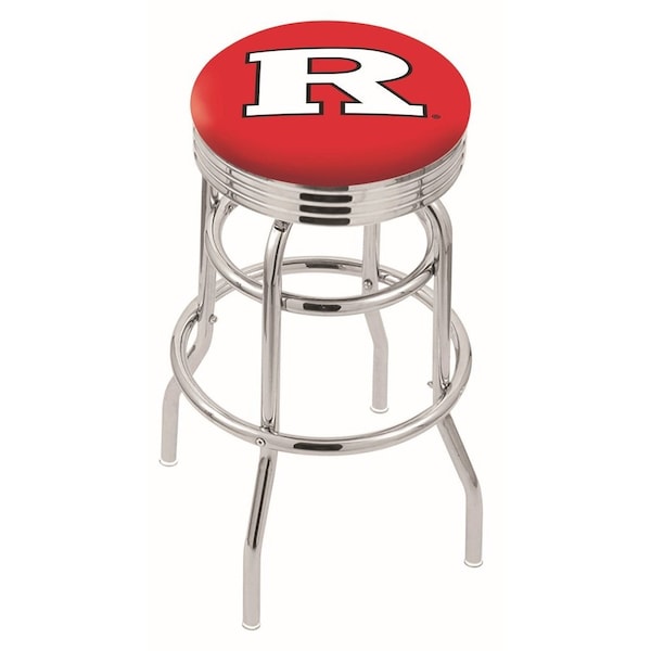 25" Chrome 2-Ring Rutgers Swivel Bar Stool, Accent Ring