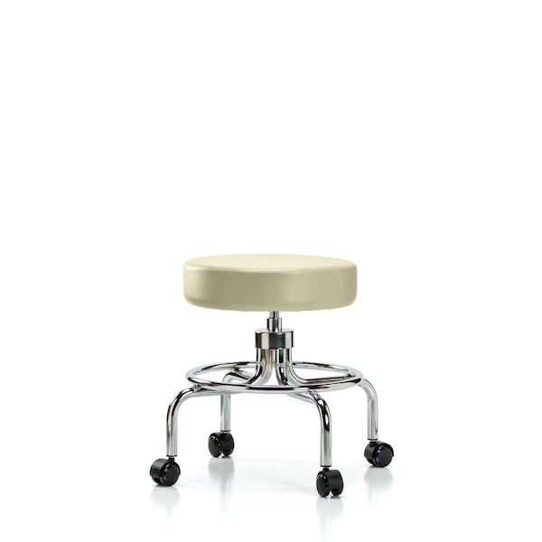 Screw-Lift Stool, Vinyl, CR, Casters, Wht