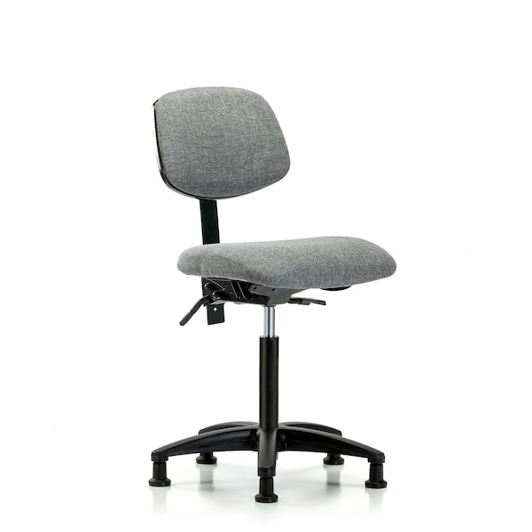 Chair, Fabric, Med Bench, Glides, Gry, No Arms, 22" to 29" Height, Gray