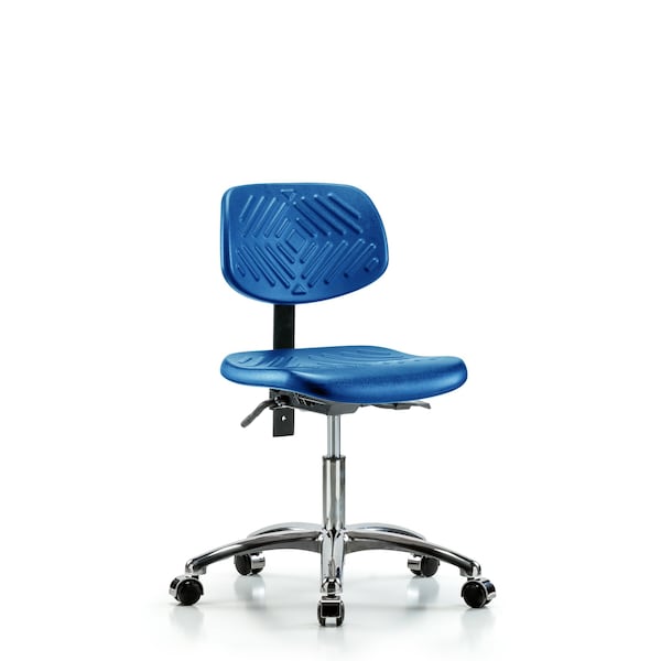 Poly Chair Chrome, Desk, Casters, Blue