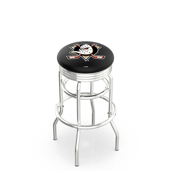 25" Chrome 2-Ring Anaheim Ducks Swivel Bar Stool, Accent Ring