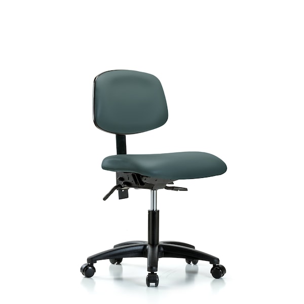 Desk Chair Desk Chair, Vinyl, Casters, Blu, No Arms, 18" to 23" Height, Vinyl, Colonial Blue
