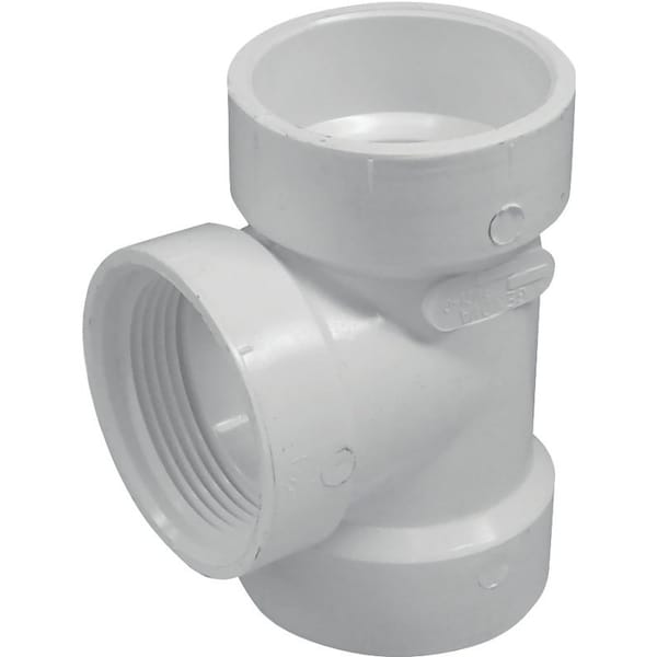 CANPLAS Test Tee, 4 in, Hub x FNPT, PVC, White
