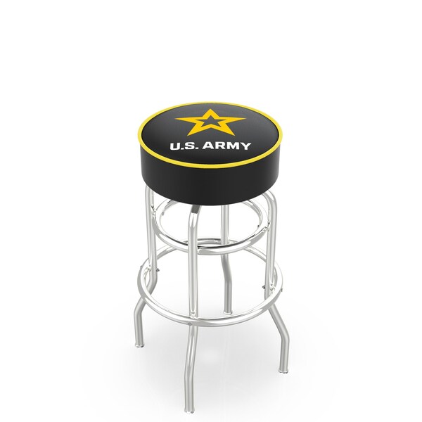 25" U.S. Army Cushion Seat, 2-Ring Chrome Swivel Bar Stool