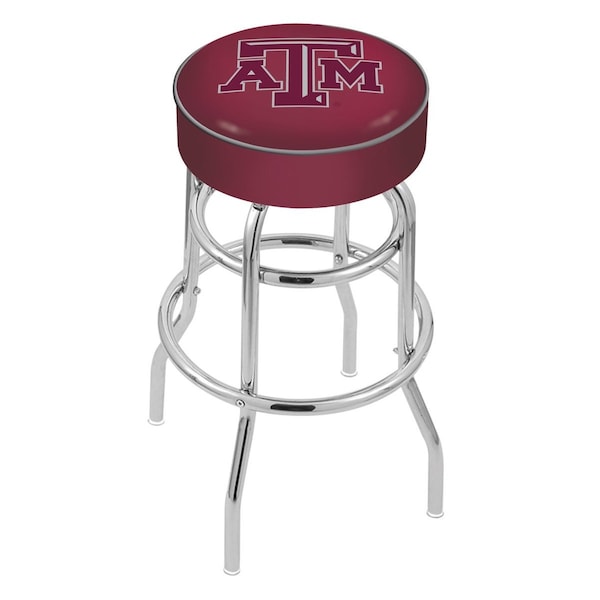 25" Texas A&M Cushion Seat, 2-Ring Chrome Swivel Bar Stool