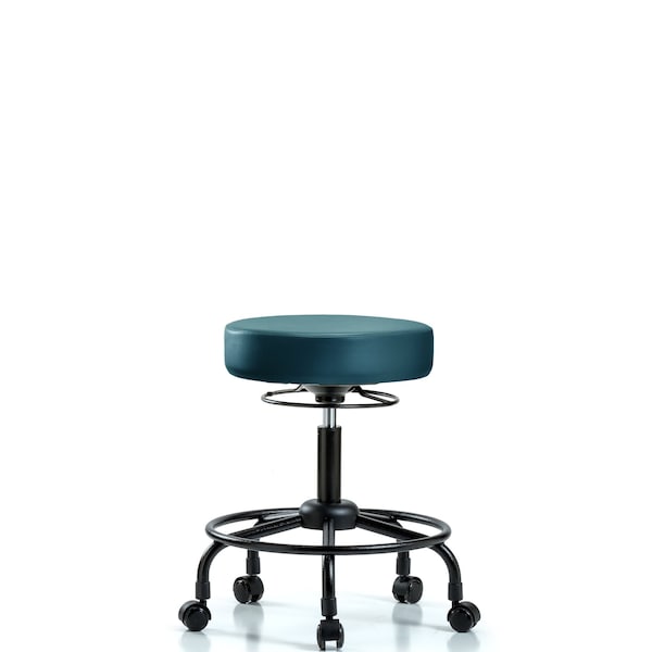 Vinyl Stool, Desk, Round Tube Base, Casters, Royal