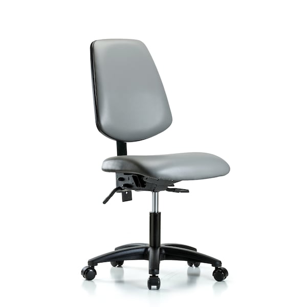 Vinyl Chair, Desk, Med Back, Tilt, Casters, Sterling