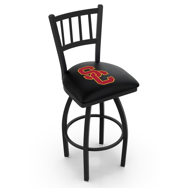 25" Blk Wrinkle USC Trojans Swivel Bar Stool, Jailhouse Back