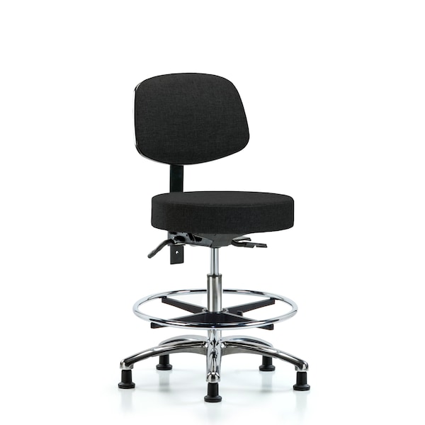 Bench Stool, Med, Fabric, Bk CF, Gld, Blk