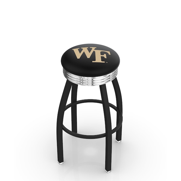 25" Blk Wrinkle Wake Forest Swivel Bar Stool, Chrome Ring
