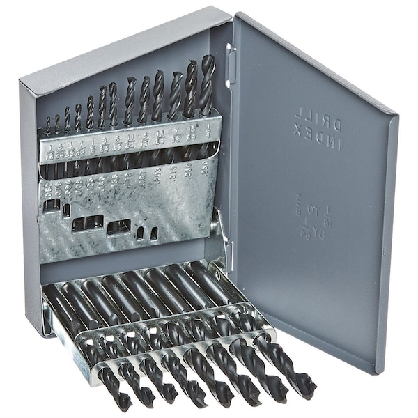 21 Piece HSS Black Oxide Jobber Length Drill Bit Set, D/AN, 1/16" - 3/8"