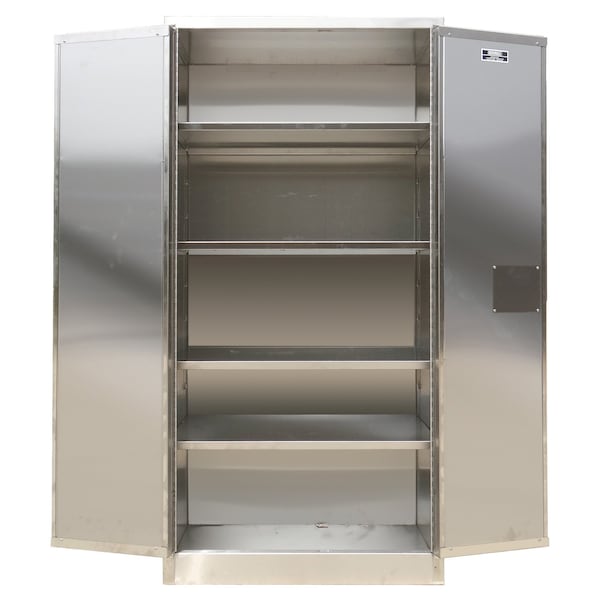 Storage Cabinet, 374 gal, 4 Shelves, Stainless Steel, 48 in W x 84 in H x 24 in D